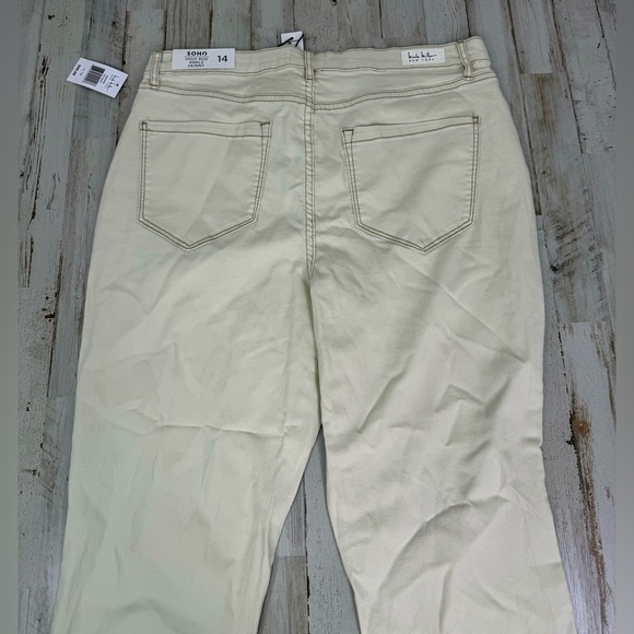 Nicole Miller New York Denim Jeans Womens 14 Cream High Rise Ankle Slim Raw Soho - Picture 10 of 11